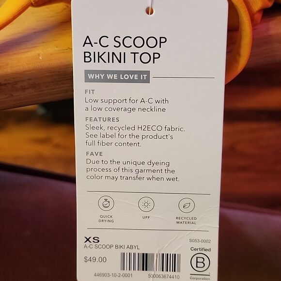 Athleta XS A-C Cup Scoop Bikini Top - New - Picture 3 of 4